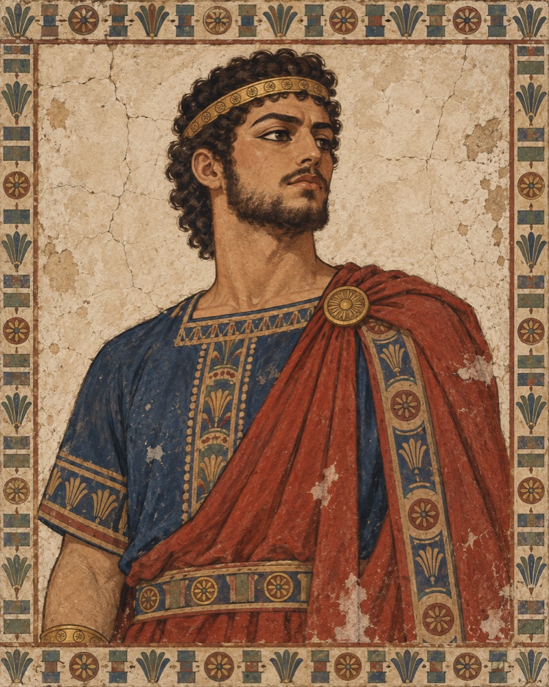 Fresco-style portrait of Ahaziah