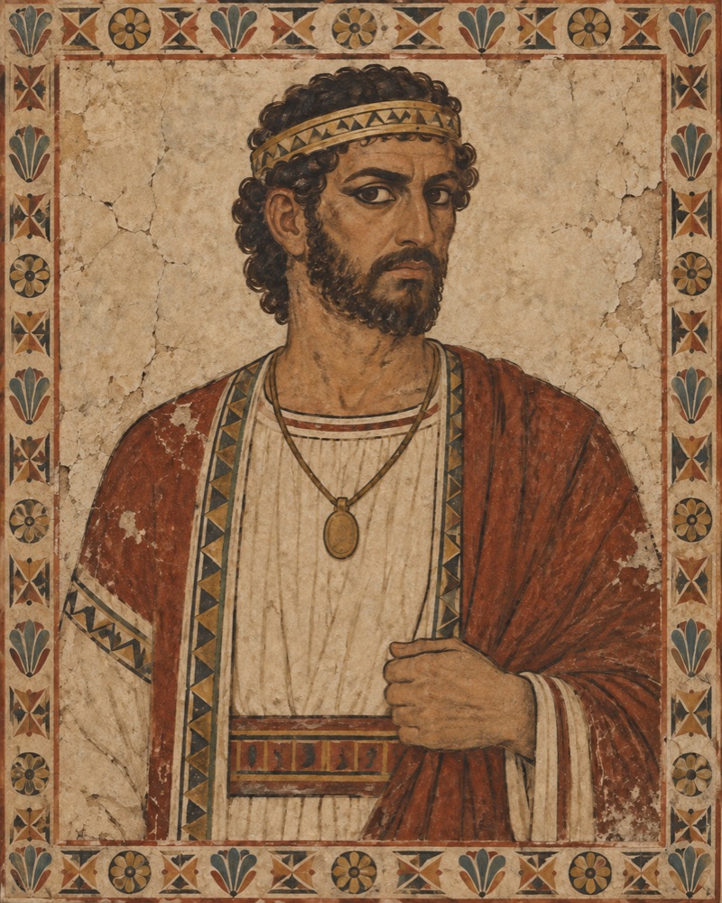 Fresco-style portrait of Jehoram