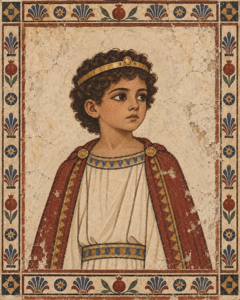 Fresco-style portrait of the child Joash