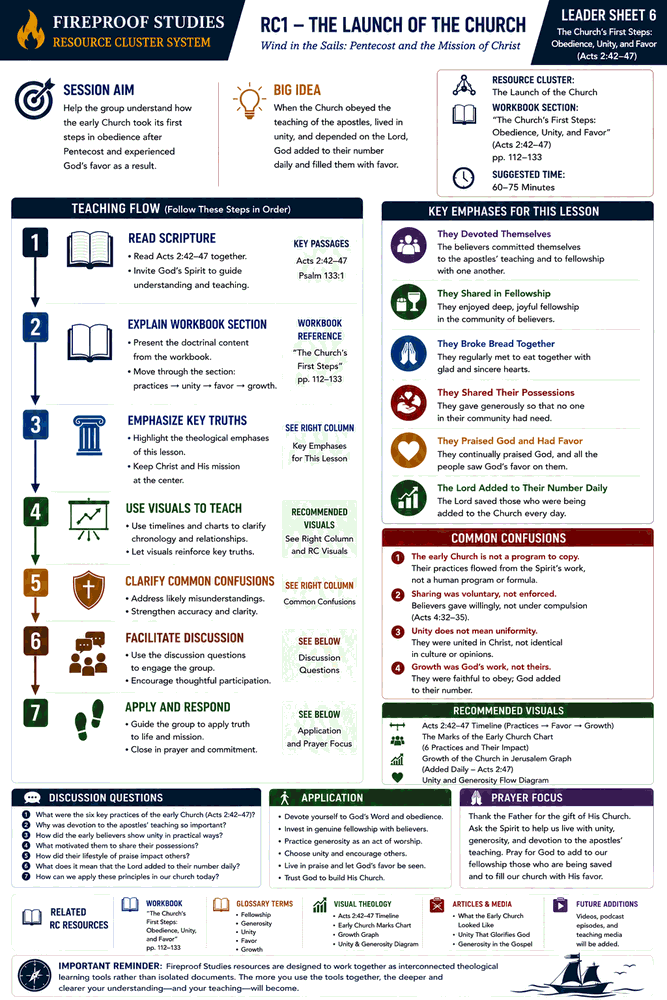 Preview of RC1 Leader Sheet 6: The Church’s First Steps